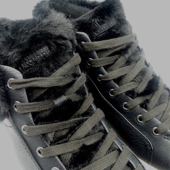 Koolaburra by UGG Sundell Fuzz Chukka Women's 10 Black High Top Sneakers Lace Up - Picture 7 of 9